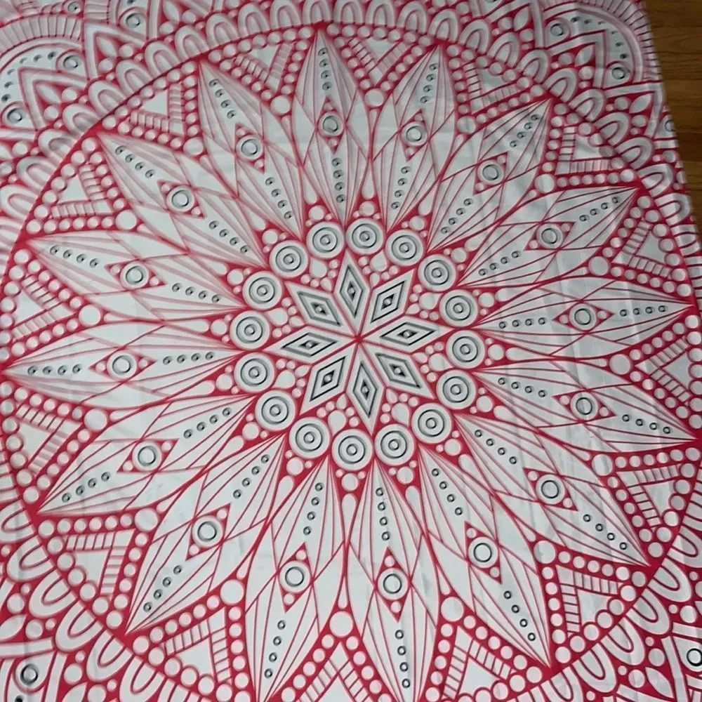 🎉HP BEST IN HOME POSH PARTY 5/18•TAPESTRY• 50”X 60” pinkish/red & black mandala